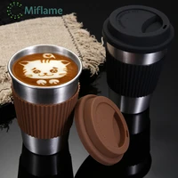 500ml household mugs coffee cup stainless steel cup with lid portable suitable for dinner outdoor sports school and family