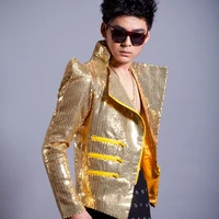 male performance outerwear male paillette outerwear male dj slim gold paillette outerwear paillette hip hop reflective jacket