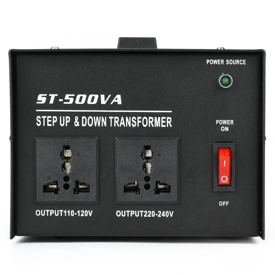 Преобразователь напряжения 500 Вт с 2 шт. универсальных розеток от 110 В до 220