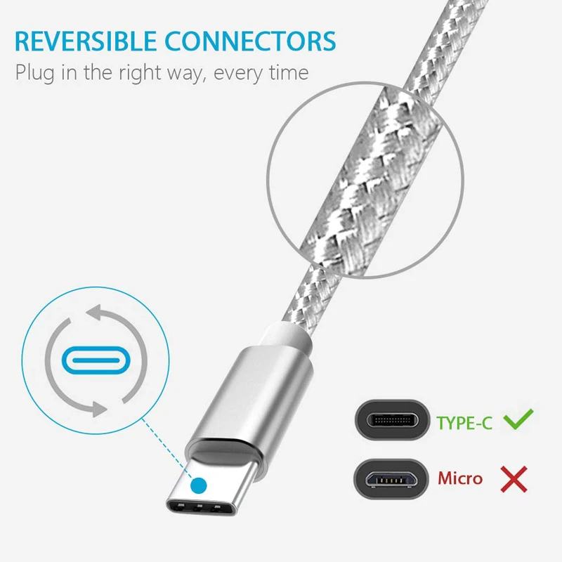 QC3.0 двойное автомобильное зарядное устройство USB Тип C плетеный кабель Быстрая
