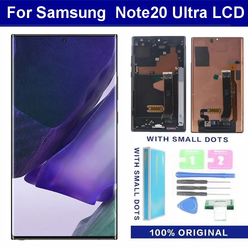 

Original LCD For Samsung Galaxy Note 20 Ultra LCD N985 N986 Display Touch Screen Digitizer Note20 Ultra 5G N985F N986B With dots