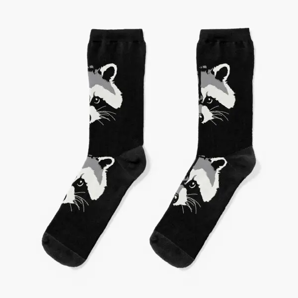 Фото Короткие носки Raccoon Face Best до колена черные женские мужские | Женская одежда