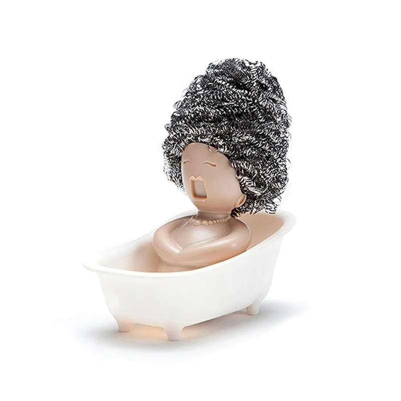 

Creative Cartoon Bathtub Shape Cleaning Ball Scouring Arrangement Shelf Kitchen Storage Box Environmental Protection Decoration