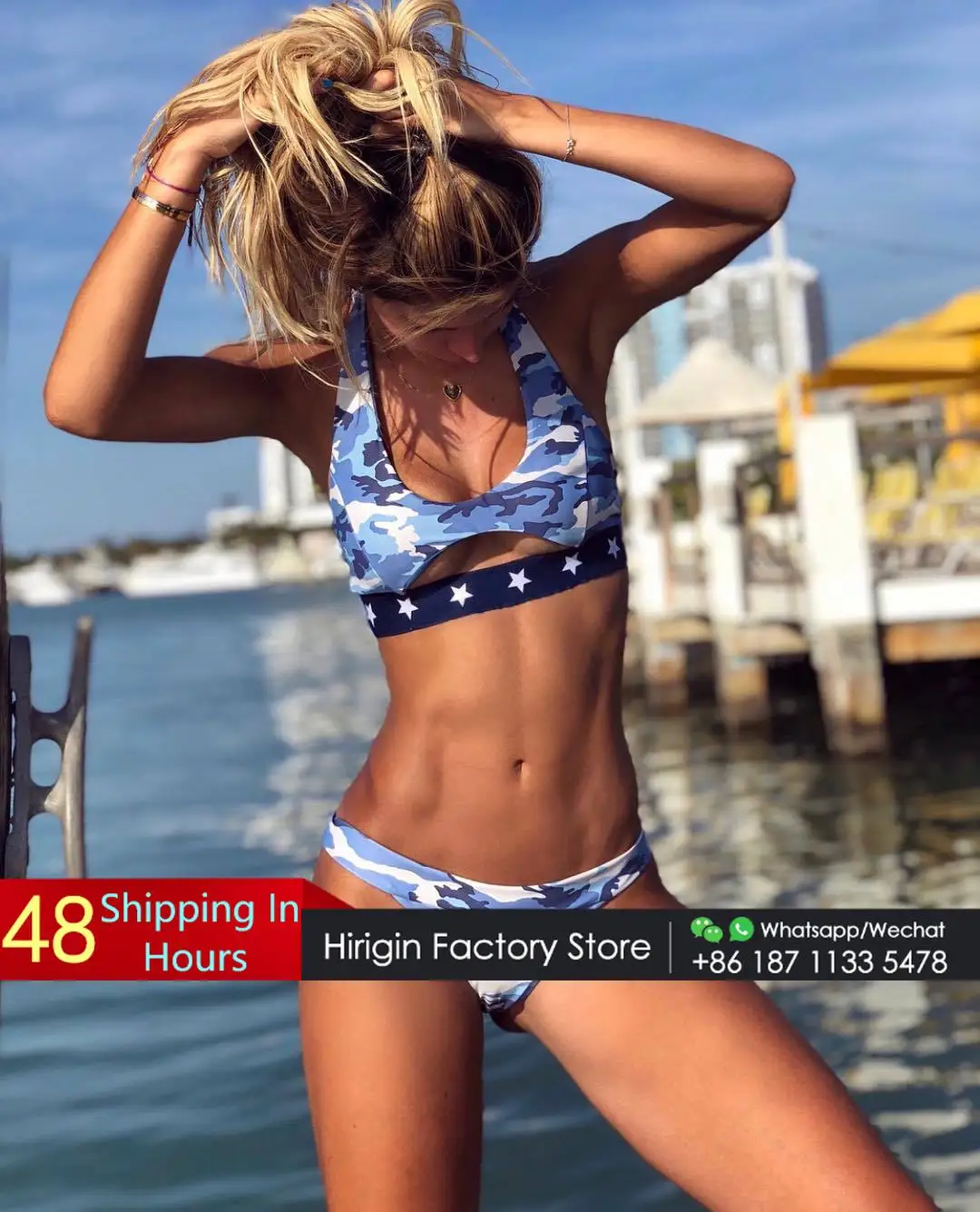 Hirigin военный Камуфляжный комплект бикини 2019 сексуальный бандажный женский