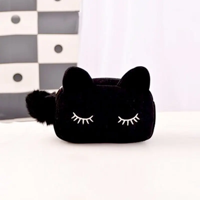 Женская косметичка симпатичный помпон кошачий узор чехол для макияжа женская