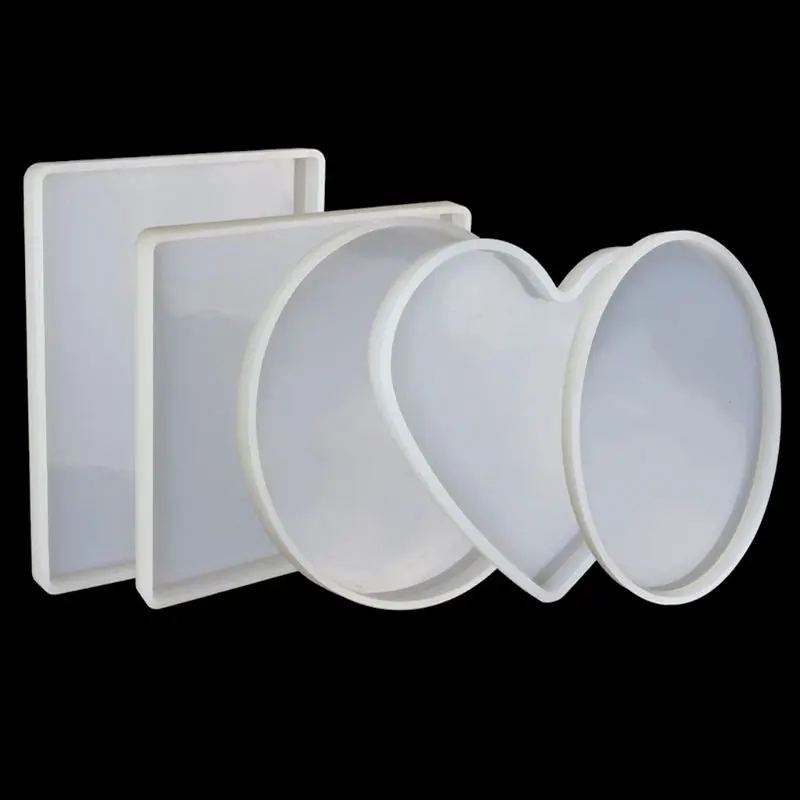 

Large Coaster Silicone Resin Mold Round Square Rectangle Heart Oval Shape Molds G6DD