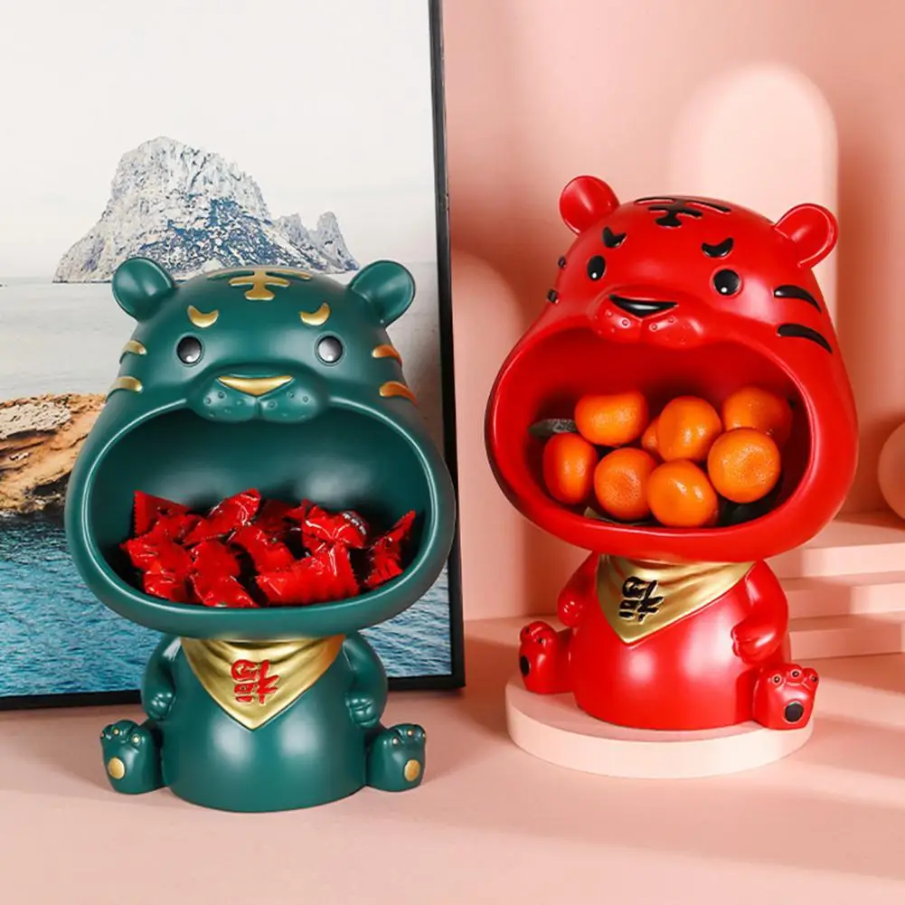 Lovely Tiger Statue Space Saving Decorative Resin Handicraft Big Mouth Storage Tray for Home Bedroom Decor | Дом и сад