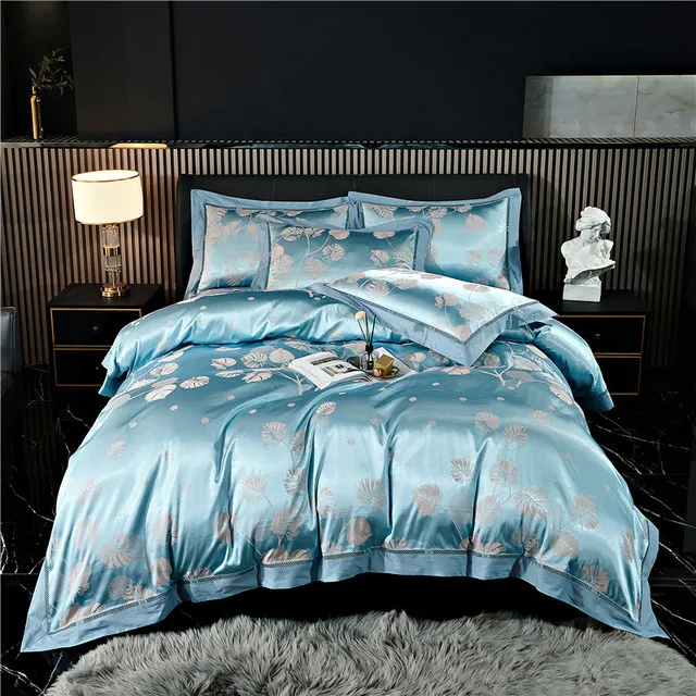 

Luxury European Style Satin Jacquard Silk/Cotton Bedding Set Duvet Cover Bed Linen Bed Sheet Pillowcases King Queen Size 4PCS