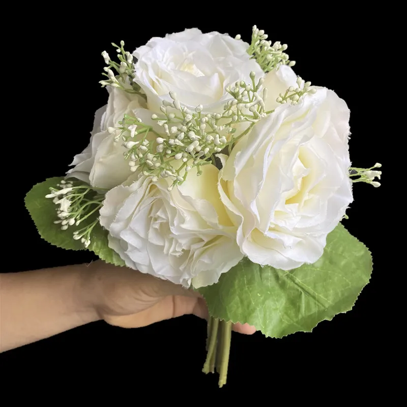 Свадебный букет для невесты чайная роза искусственная Камелия babysbreak цветы розы