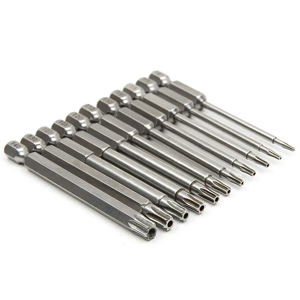 

11PCS Set 75mm Magnetic S2 1/4 Hex Torx Head Screwdriver Bits Drill Portable
