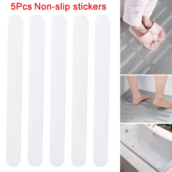 

5pcs Bathroom Bathtub Transparent Non-slip Stickers Stairs Tape Bathroom Anti-slip Strips uacr Bath Mats Bathroom Products Home