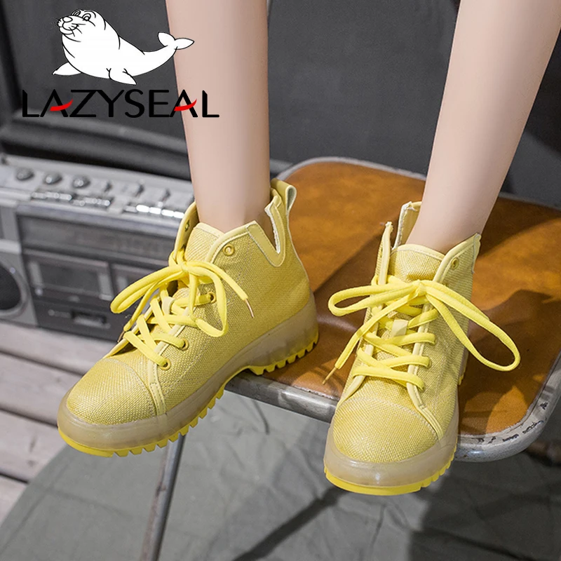 

LazySeal Colorful Vulcanized Sneakers Women Shoes Woman Flats Autumn Winter Lace-up Ankle Boots For Women Round Toe Ladies Shoes