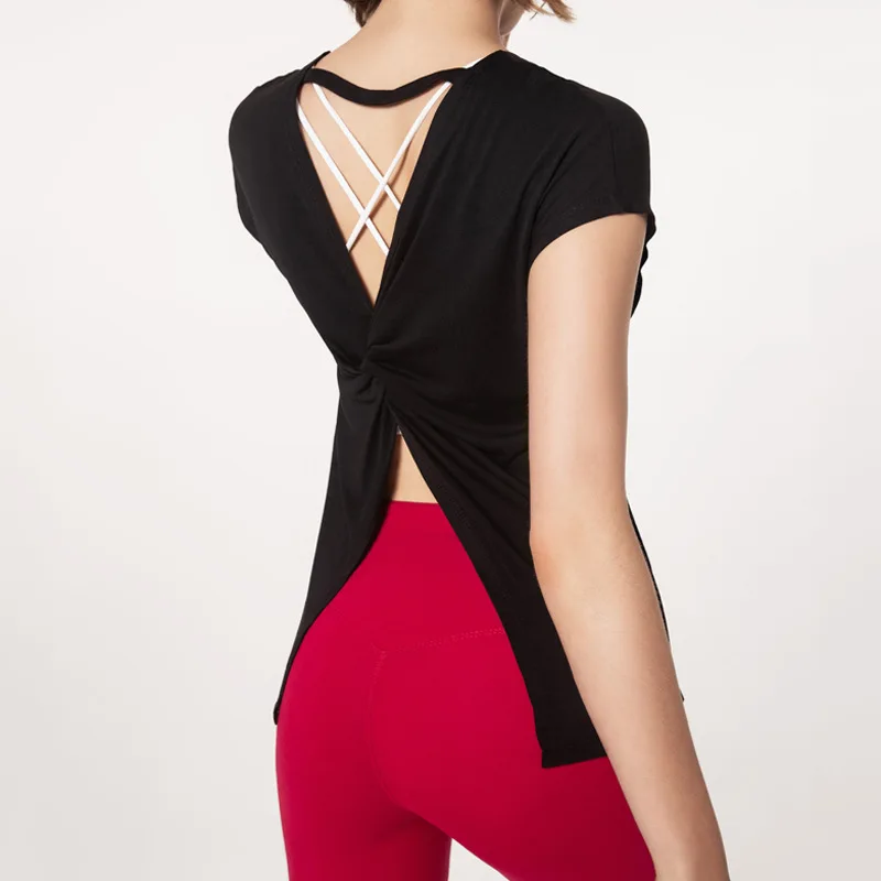 Женская рубашка для йоги спортзала фитнеса кроп-топ одежда тренажерного зала