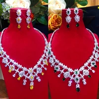 missvikki famous brand green cz luxury necklace earrings jewelry set women wedding party zircon crystal dubai bridal jewelry set