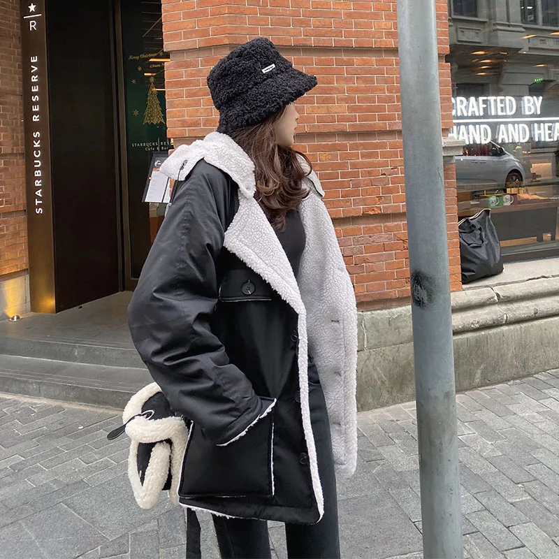 MISHOW/зимнее женское пальто с капюшоном из овечьей шерсти корейское свободное