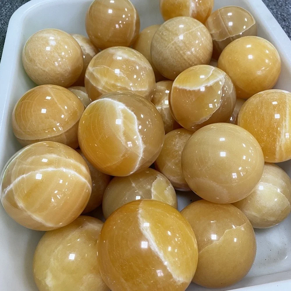 

300g/500g/700g Nature Orange Calcite Spheres Stone Quartz Balls