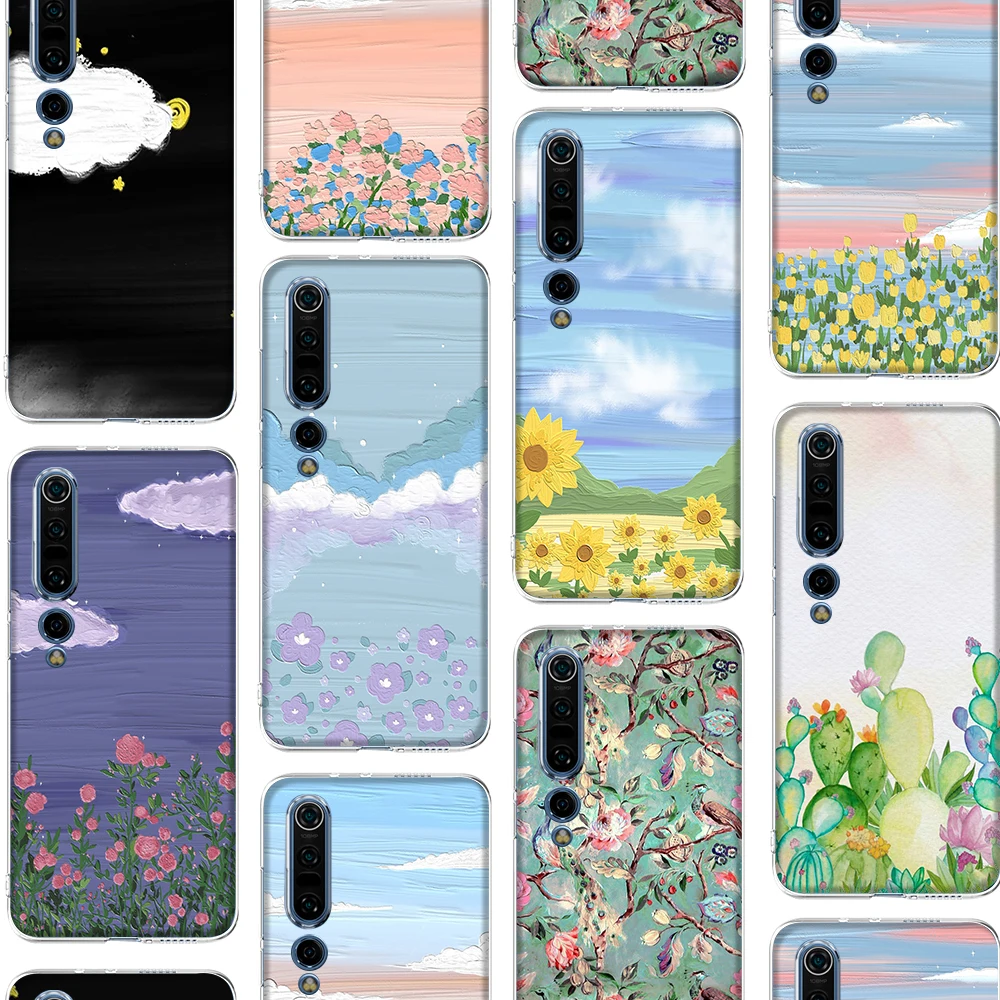 

ciciber Flower Painting Funda Case for Xiaomi MI Note 10 9 9T 8 A3 A2 A1 6X MIX 2S Pro Lite SE Explorer PocoPhone F1 Silicone