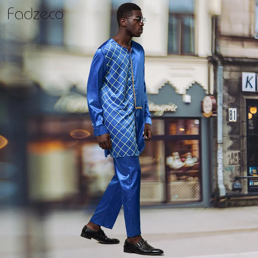 Мужской комплект из 2 предметов Fadzeco Dashiki топа и брюк в африканском стиле