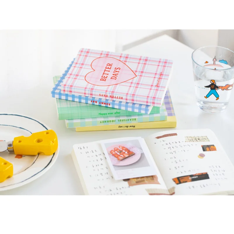 

Plaid Rhapsody Book A5 Blank Horizontal Line Grid Notebook School Office Classroom Record Japanese Hand Ledger Student Supplies