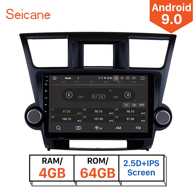 Автомагнитола Seicane мультимедийный плеер на Android 10 1 с экраном 9 0 дюйма 4G Wi Fi Bluetooth