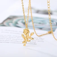 rose flower necklace for women stainless steel necklace gold color necklace fashion jewelry choker pendant necklaces gift