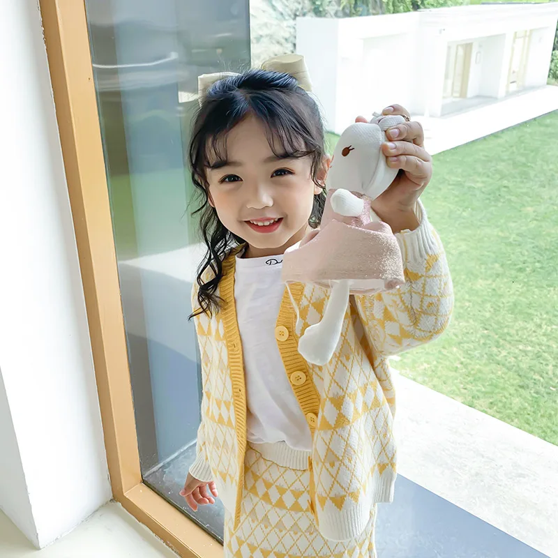 

Bear Leader Children Girls Princess Sets New Fashion Girls Plaid Knitted 2Pcs Outfits Kids Party Elegant Clothing Costumes 2 7Y