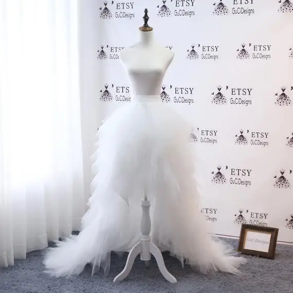 Женская многослойная юбка-пачка из тюля белая Пышная юбка со шлейфом и