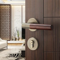 1set antique wood pattern door lock living room bath bedroom mute safety anti theft door handle split gate knob home hardware