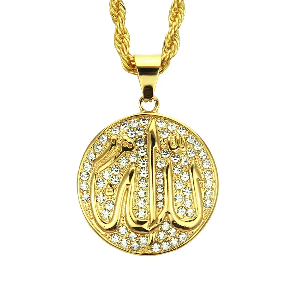 

2021 New European And American Jewelry Alloy Diamond Disc Symbol Pendant Necklace Men's Cool Pendant