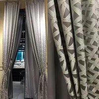 post modern luxury grey irregular geometric blackout curtains for living room finished jacquard curtain drapes for villa cafe