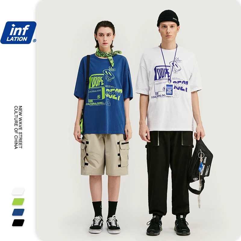 Мужская хлопковая футболка с принтом INFLATION Футболка круглым вырезом и коротким