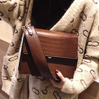fashion crocodile pattern retro female pu leather shoulder messenger bags girls small flap female purses