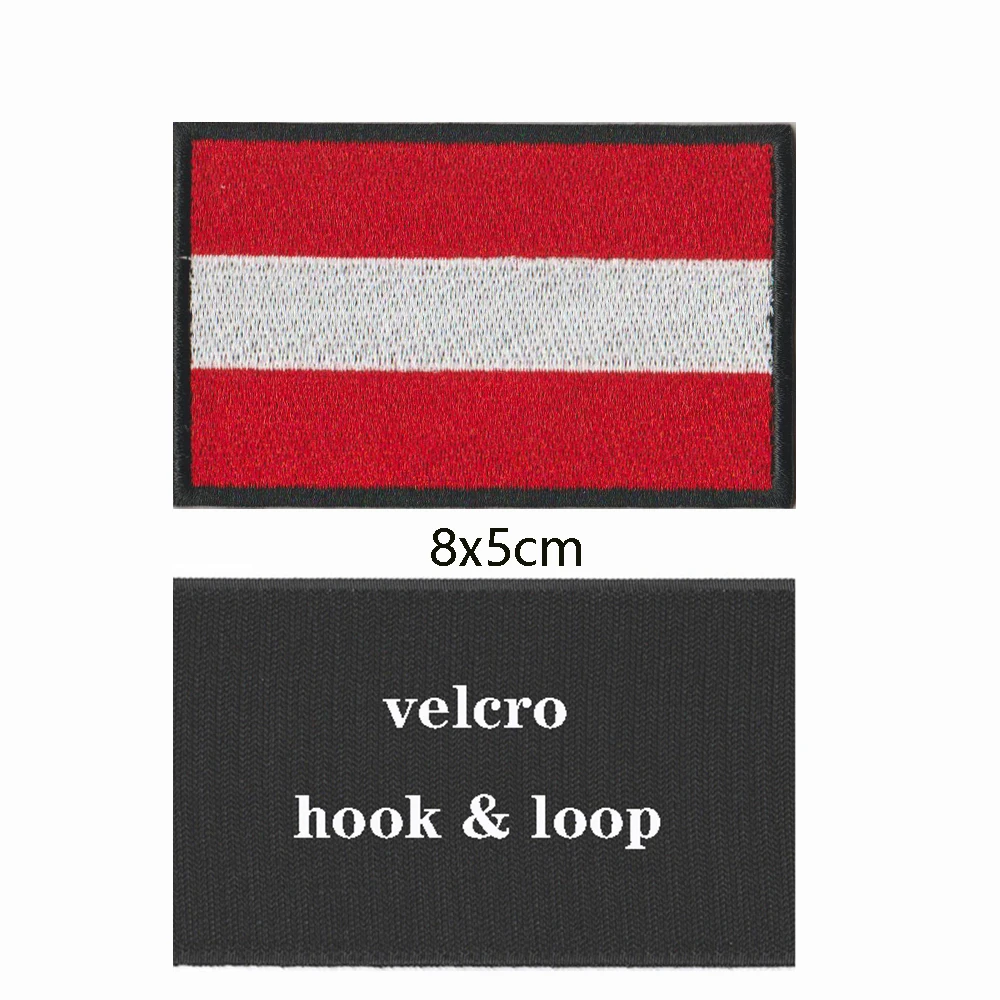 

1PC Austrian flag Austria Armband Embroidered Patch Hook & Loop or iron on Embroidery Velcro Badge Cloth Military Moral Stripe