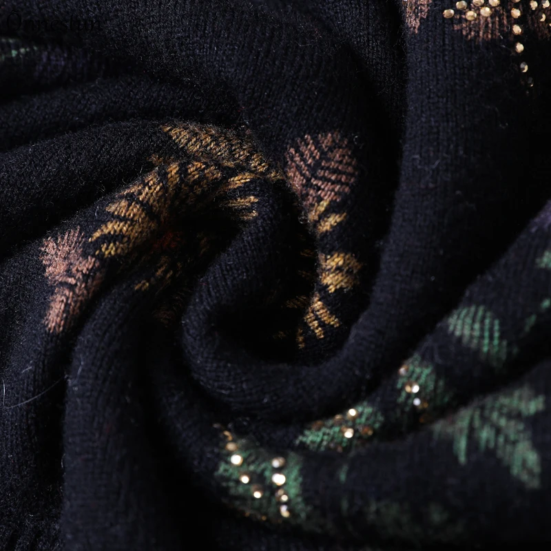 

High Quality Sweater Women Autumn Winter New Sweater Long Sleeve Pullover Knitted Pull Femme Print Floral Slim Sweater For Women