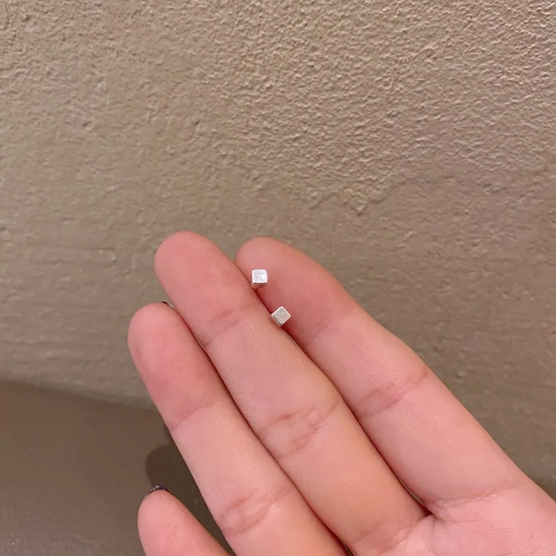 

2021 New Trend Korean Style Personalized Earrings S925 Sterling Silver Geometric Smooth Pierced Earrings Eardrop Set Decorations