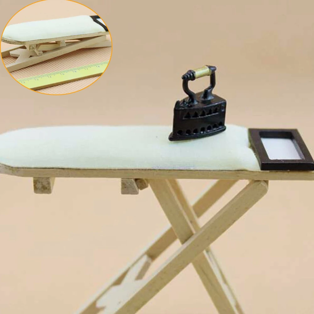 1: 12 Scale Dollhouse Miniature Iron with Ironing Board Doll House Furniture Room Decoration Children Girls Toy Gift | Игрушки и хобби