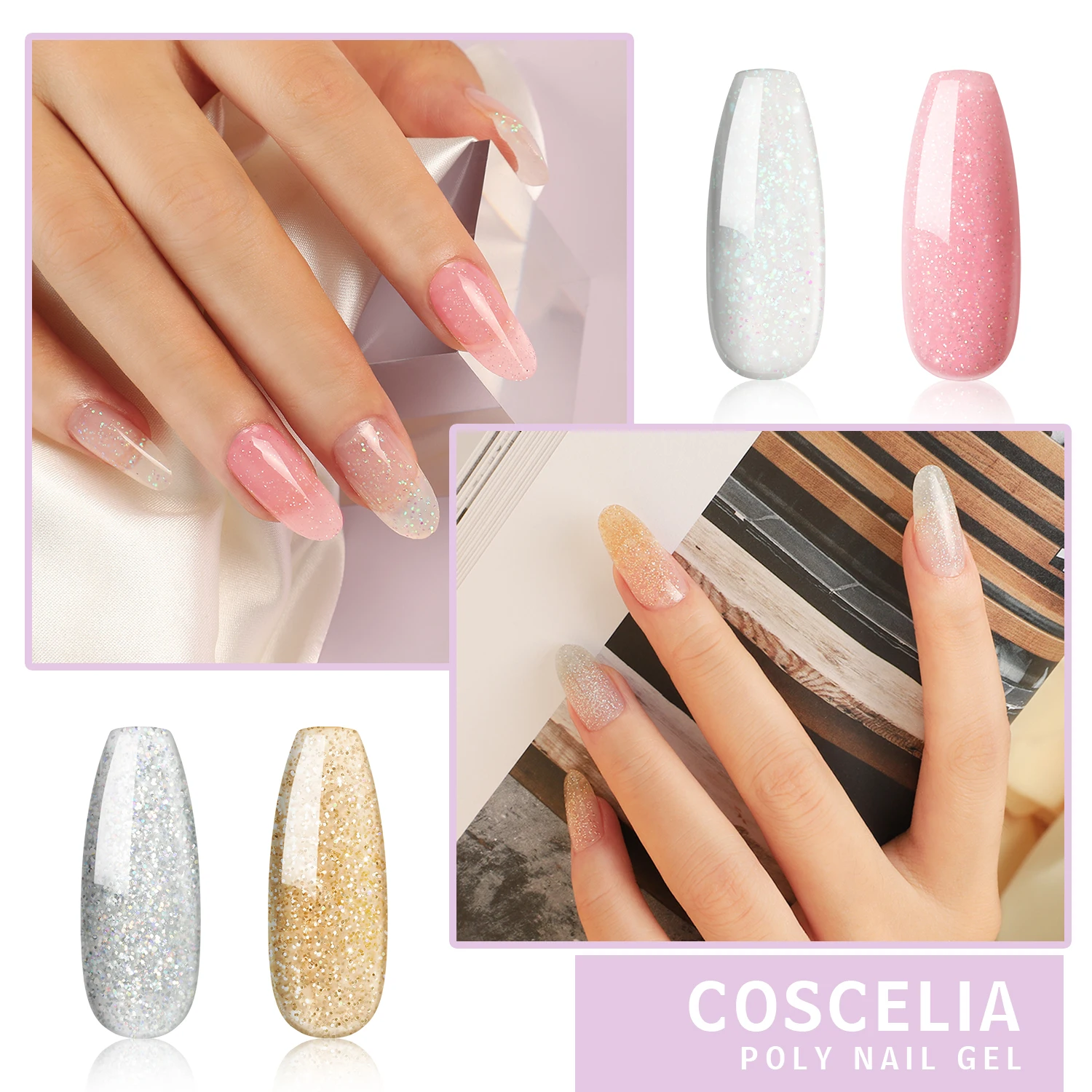 Полигель для ногтей COSCELIA набор наращивания акриловый моделирующий гель