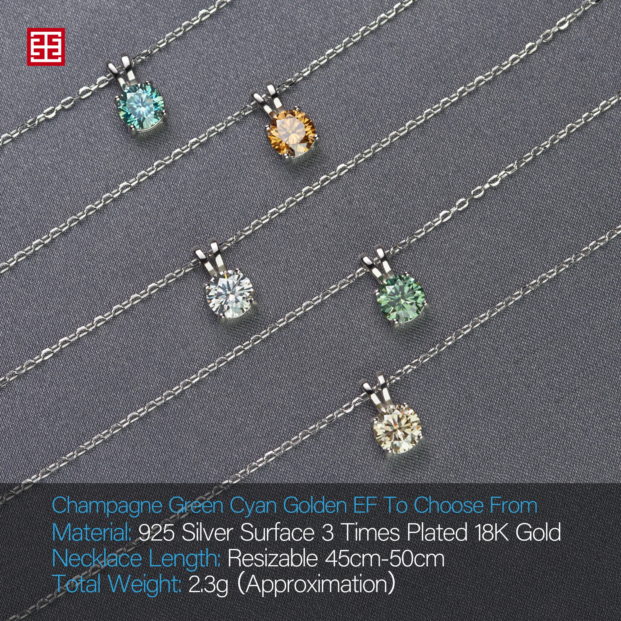 GIGAJEWE 0.8ct 6 мм EF круглое 18K покрытое белым золотом 925 Серебряное ожерелье Moissanite