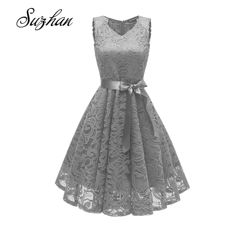 Suzhan элегантные кружевные платья с v-образным вырезом женское винтажное платье