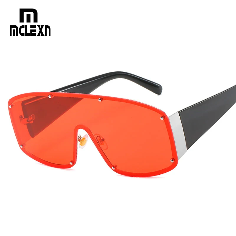 MCLEXN цельные негабаритные солнцезащитные очки для женщин с заклепками в виде