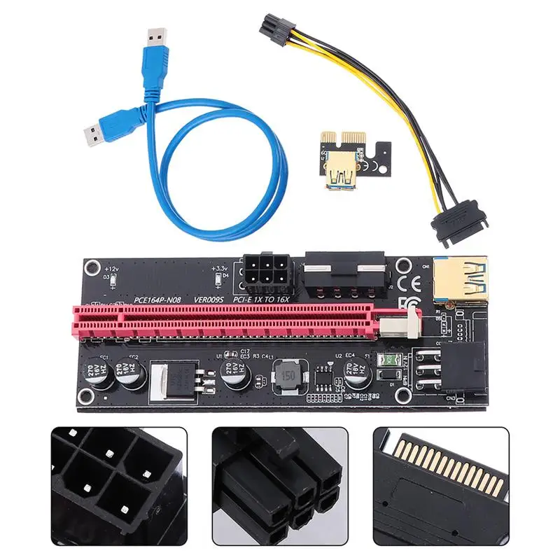 

6 комплектов, Райзер PCI-E 1x до 16x
