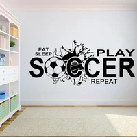 soccer wall decal eat sleep play soccer vinyl wall stickers quote kids boy teenager bedroom decor sport art decals mural