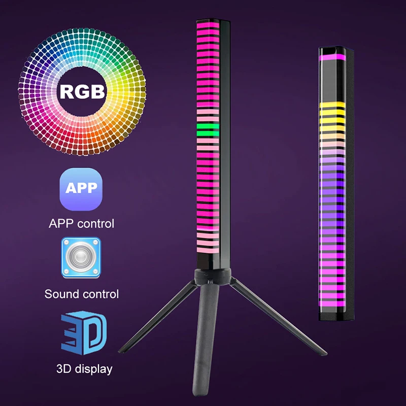 3D Музыкальный окружающий свет s светильник светодиодный светильник, RGB, Звуковое управление, пикап, ритм-лампа, управление через приложение, ...