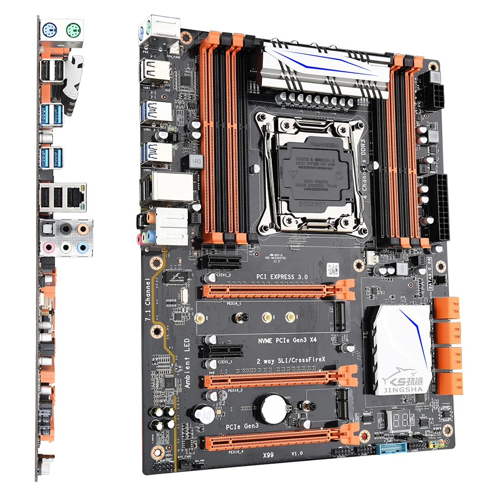 Материнская плата JINGSHA X99 LGA 2011 V3 ЦП 8 * DDR3 DIMM SATA3.0 NVME M.2 WIFI Поддержка процессора Xeon E5 V4