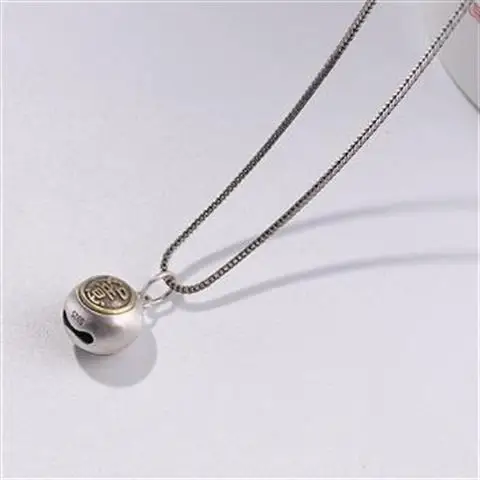 

Original design retro frosted silver bell pendant necklace Chinese retro creative craftsmanship unique women's silver jewelry