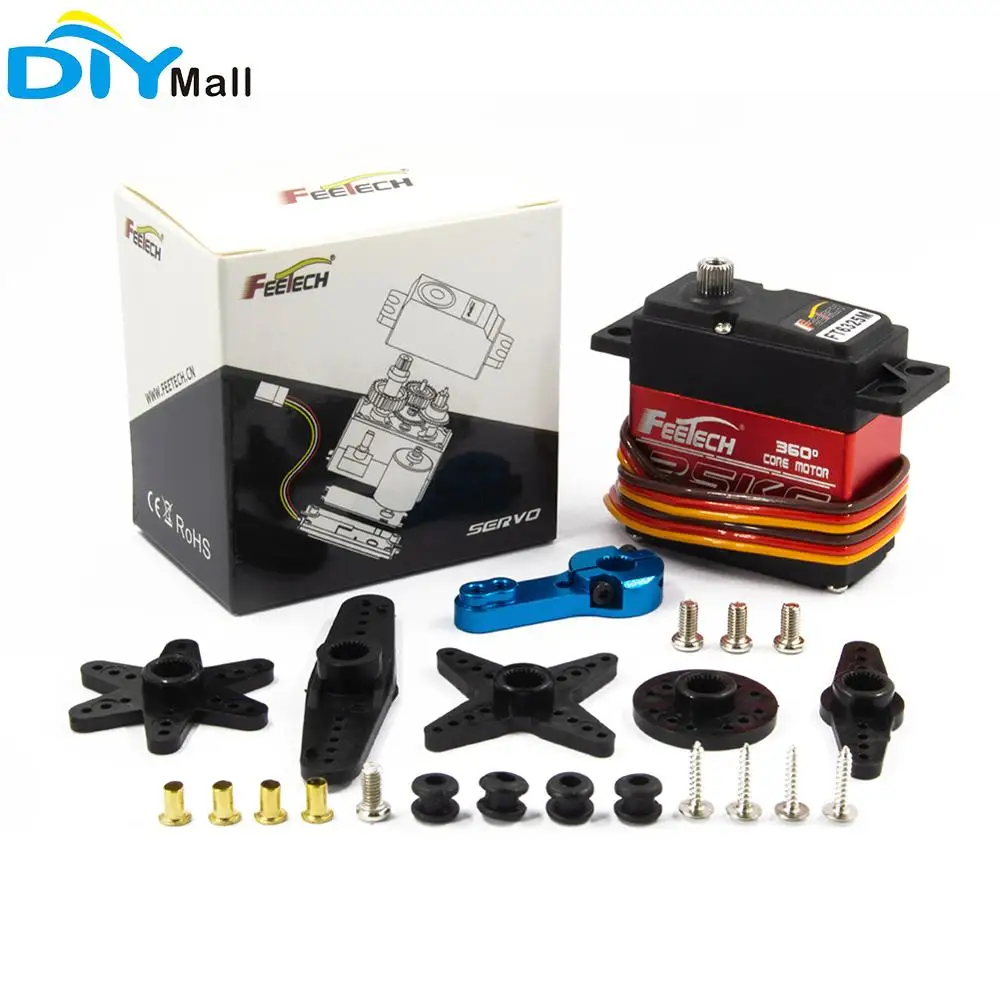 Цифровой серводвигатель Feetech, сервопривод из алюминиевого сплава с металлической рукояткой, 7,4 В, 25 кг, FT6325M, 360 градусов