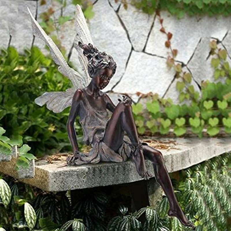 

Sitting Fairy Angle Statue Garden Ornament Art Resin Craft Landscaping Yard Sculptures Decoration for Home Garden Patio H051