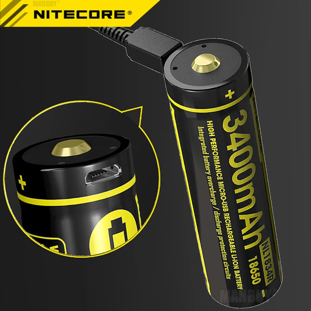 NITECORE NL1834R 3400 мАч высокопроизводительный литий-ионный перезаряжаемый кнопочный