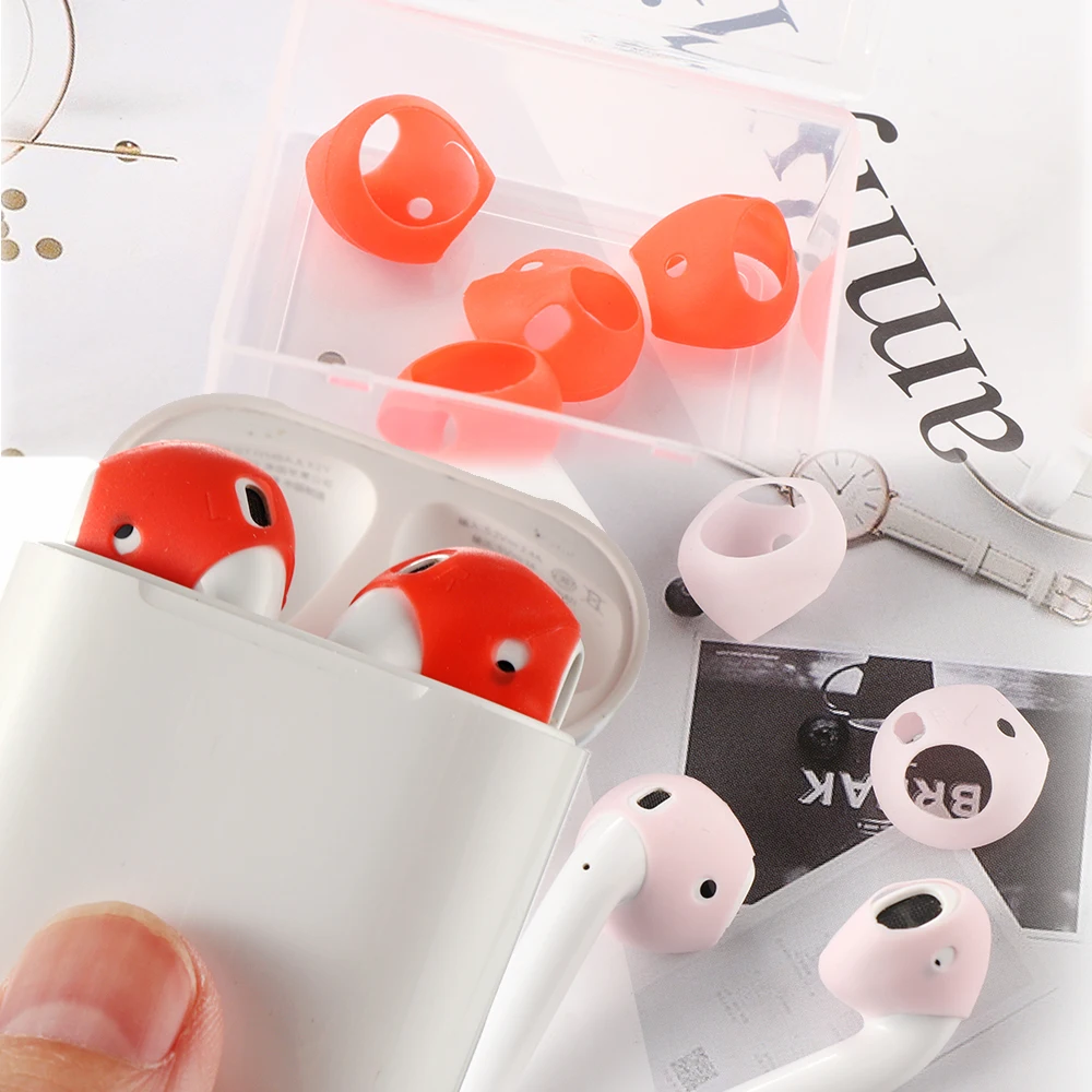 2 Pairs Silicone Replacement Earpads for Airpods Protective Earbuds Caps For Apple 1/2 Wireless Bluetooth Earphones | Электроника