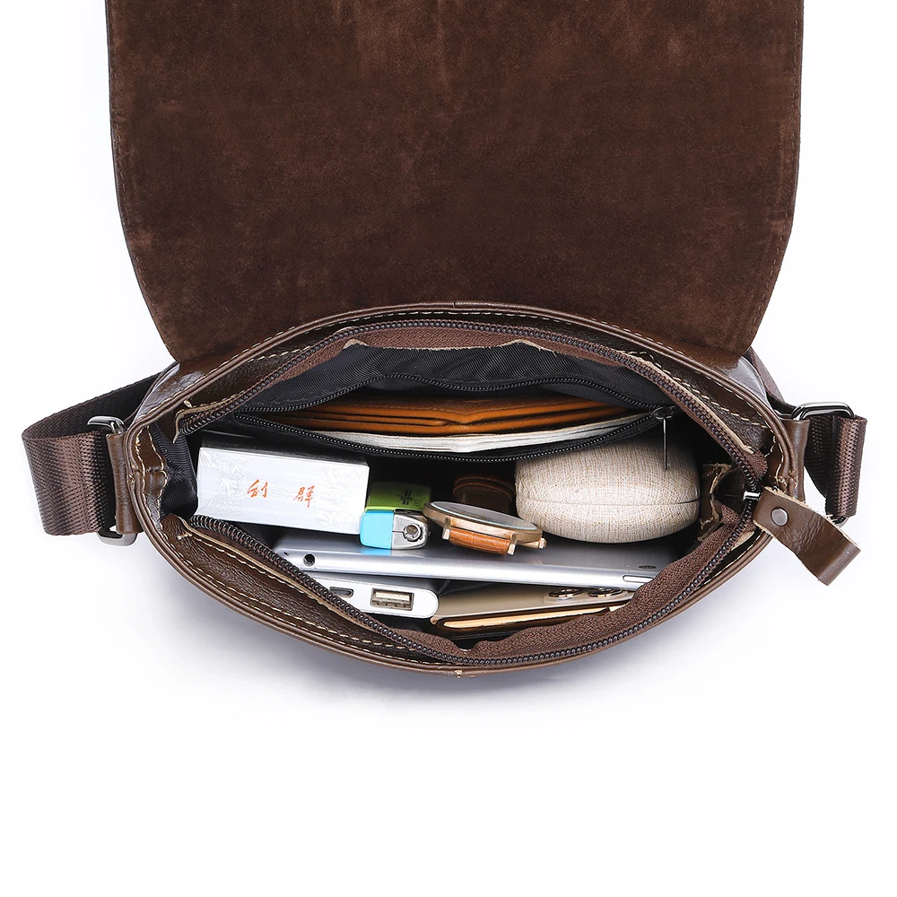 

Vintage Genuine Cowhide Leather Crossbody Shoulder Bag Men Messenger Bags Business OL Leisure Flap Ipad Pack